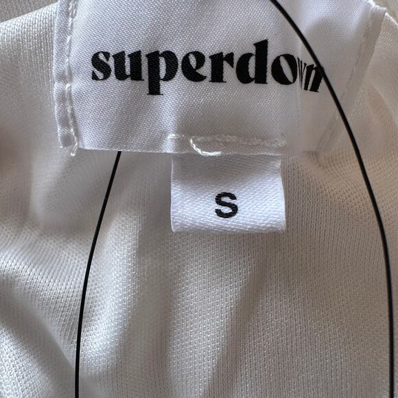 Superdown White Cotton Tie Strap Mini Dress SMALL Bodycon Romantic $88 NEW - Picture 7 of 8